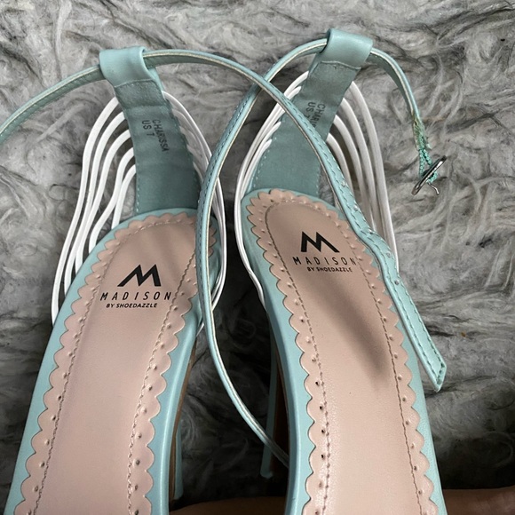 Madison by Shoedazzle mint and white high heel strappy sandals - Picture 2 of 6